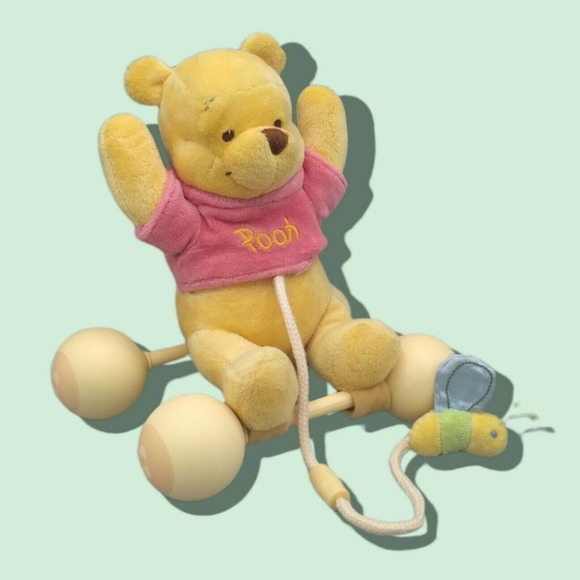 Disney Other - DISNEY Infant POOH Rattle & Roll Washable Plush Pull Toy Soft Baby Gift Lovey